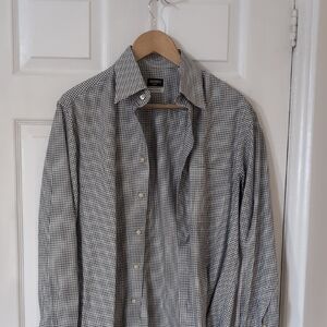 Cornali made In Italy Men's Black & White Micro-Check Button-Down Shirt